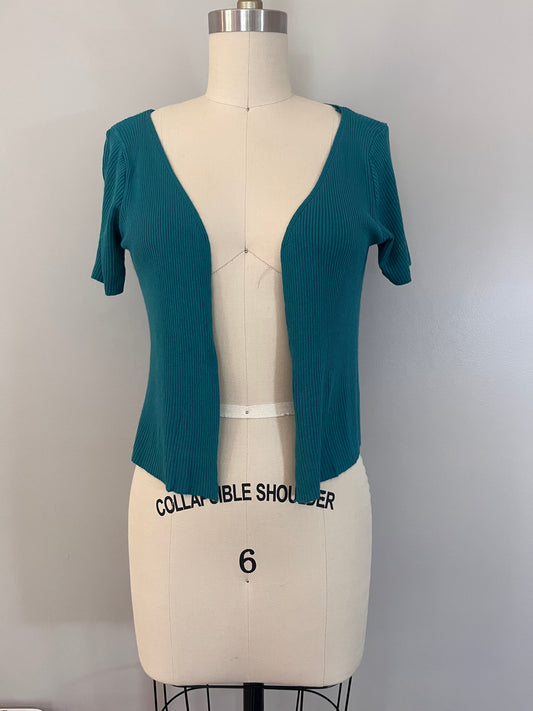 Teal ribbed knit cardigan