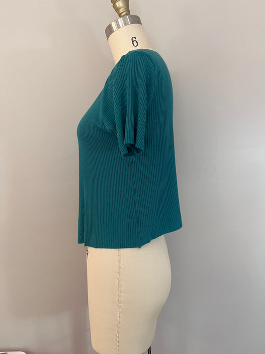 Teal ribbed knit cardigan