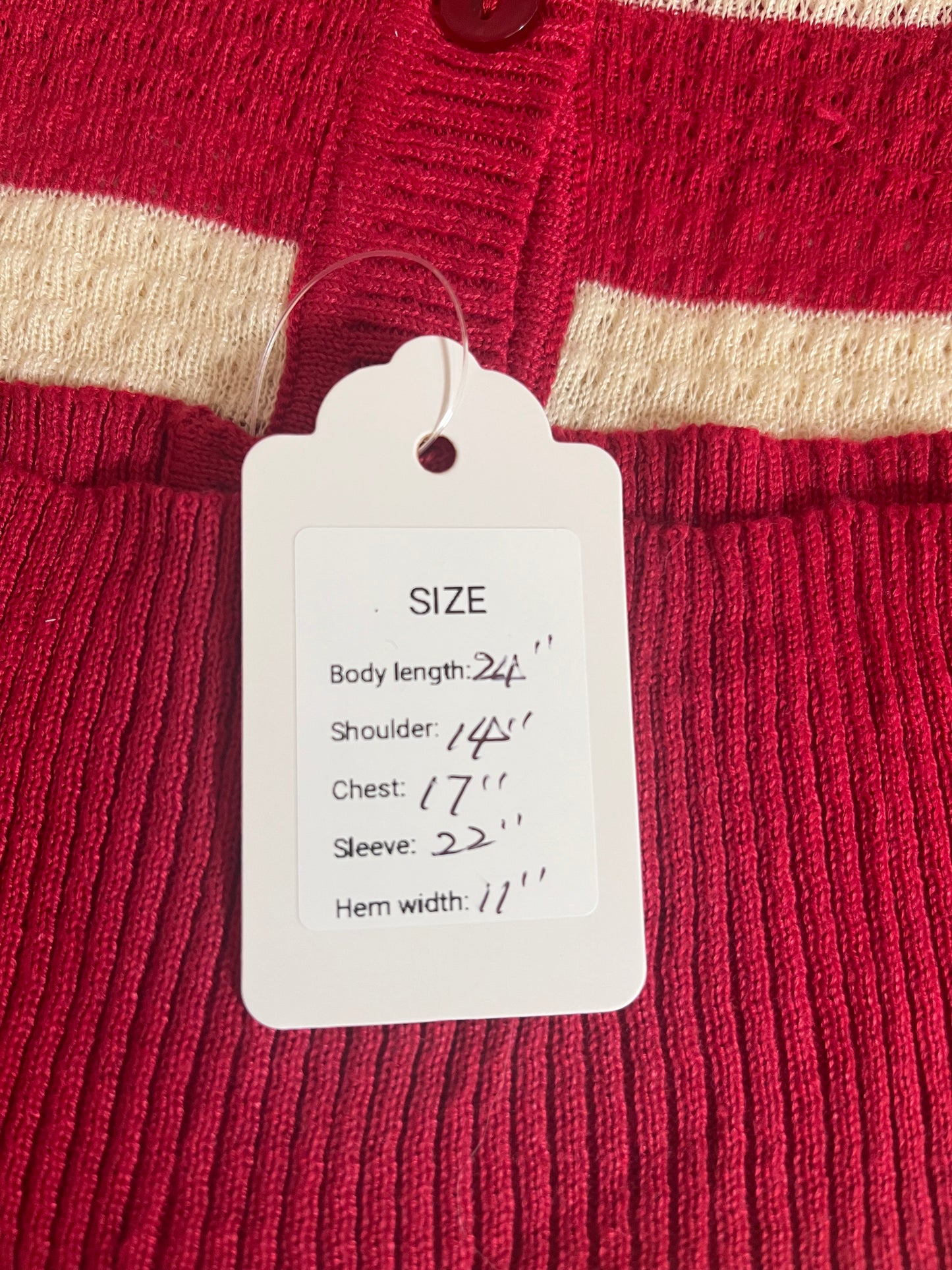 Stripe waffle knit cardigan