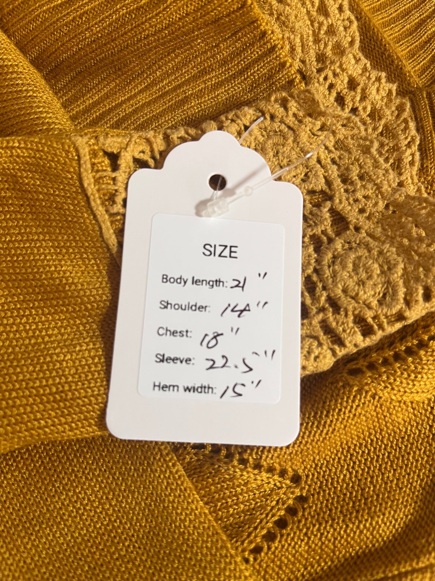 Mustard lace trim cardigan