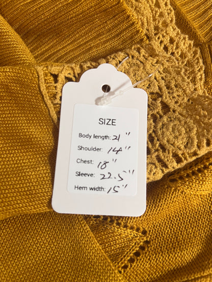 Mustard lace trim cardigan