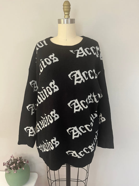 Black Script Oversize Sweater